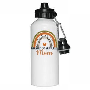 Cute Blessed To Be Called Mom Boho Rainbow Mom Grandma Gift Aluminum Water Bottle