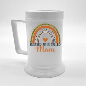 Cute Blessed To Be Called Mom Boho Rainbow Mom Grandma Gift Beer Stein