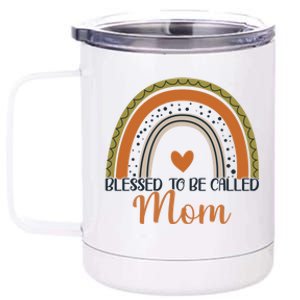 Cute Blessed To Be Called Mom Boho Rainbow Mom Grandma Gift 12 oz Stainless Steel Tumbler Cup