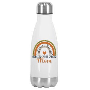 Cute Blessed To Be Called Mom Boho Rainbow Mom Grandma Gift Stainless Steel Insulated Water Bottle