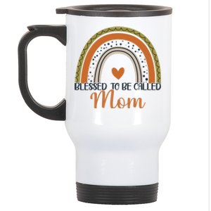 Cute Blessed To Be Called Mom Boho Rainbow Mom Grandma Gift Stainless Steel Travel Mug