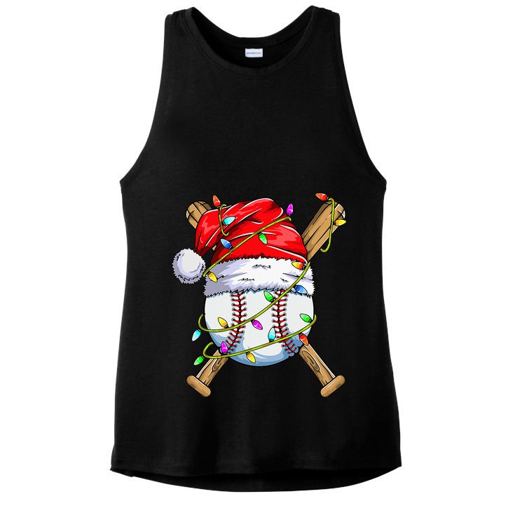 Christmas Baseball Team Santa funny Sports Xmas  Ladies PosiCharge Tri-Blend Wicking Tank