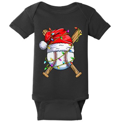 Christmas Baseball Team Santa funny Sports Xmas  Baby Bodysuit