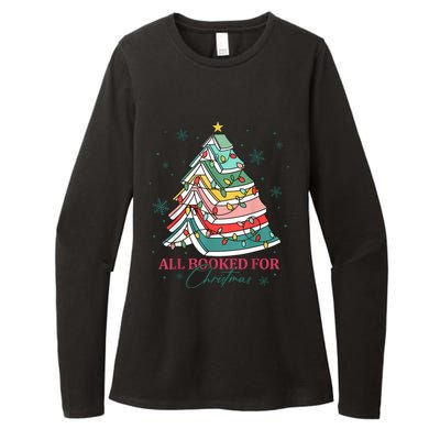 Christmas Book Tree Retro All Booked For Christmas Women Womens CVC Long Sleeve Shirt