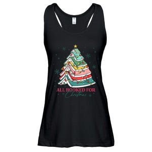 Christmas Book Tree Retro All Booked For Christmas Women Ladies Essential Flowy Tank