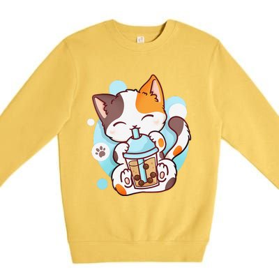 Cat Boba Tea Bubble Tea Anime Kawaii Neko Premium Crewneck Sweatshirt