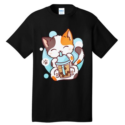 Cat Boba Tea Bubble Tea Anime Kawaii Neko Tall T-Shirt