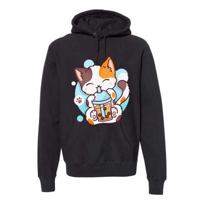 Cat Boba Tea Bubble Tea Anime Kawaii Neko Premium Hoodie