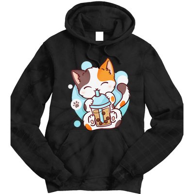 Cat Boba Tea Bubble Tea Anime Kawaii Neko Tie Dye Hoodie