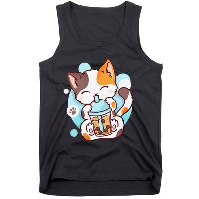 Cat Boba Tea Bubble Tea Anime Kawaii Neko Tank Top