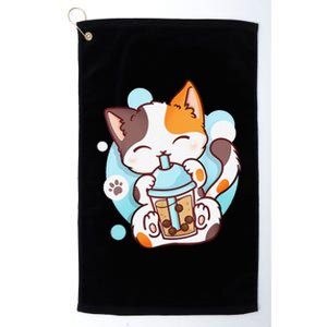 Cat Boba Tea Bubble Tea Anime Kawaii Neko Platinum Collection Golf Towel