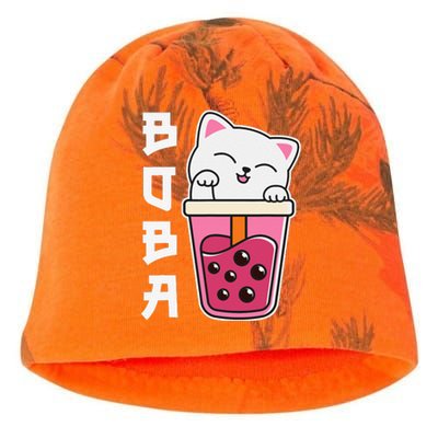 Cat Boba Tea Bubble Tea Anime Kawaii Kati - Camo Knit Beanie