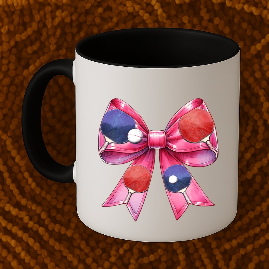Coquette Bow Table Tennis Ping Pong Mothers Day Ribbon Mom Gift Mug