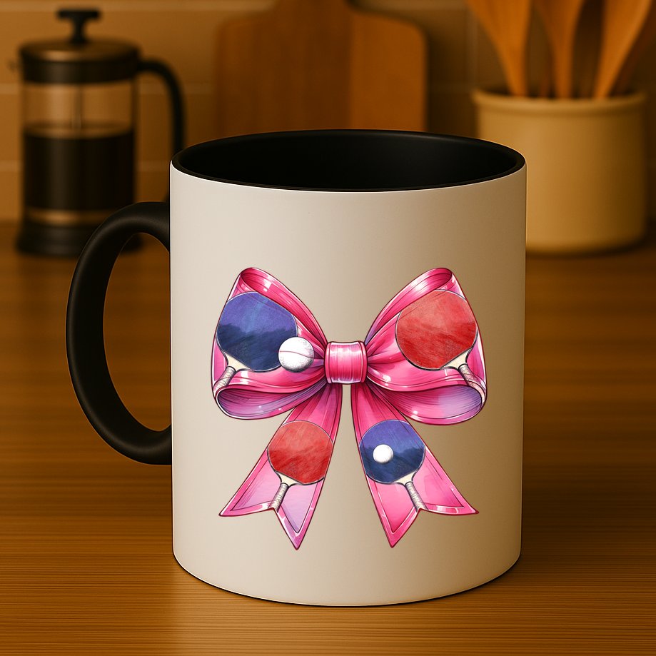 Coquette Bow Table Tennis Ping Pong Mothers Day Ribbon Mom Gift Mug