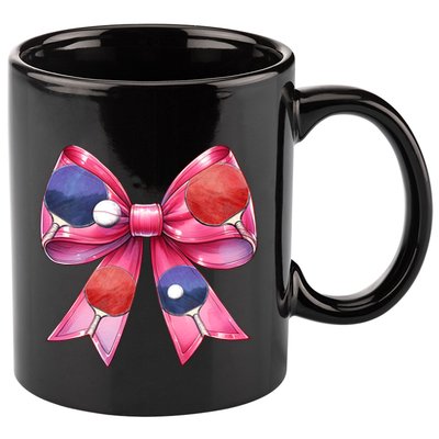 Coquette Bow Table Tennis Ping Pong Mothers Day Ribbon Mom Gift 11oz C Handle Ceramic Mug