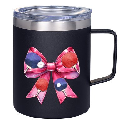 Coquette Bow Table Tennis Ping Pong Mothers Day Ribbon Mom Gift 12oz Stainless Steel Coffee Mug