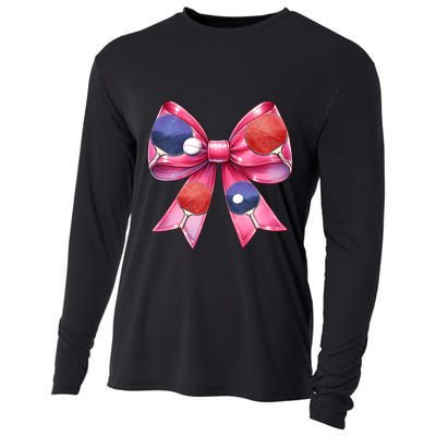 Coquette Bow Table Tennis Ping Pong Mothers Day Ribbon Mom Gift Cooling Performance Long Sleeve Crew
