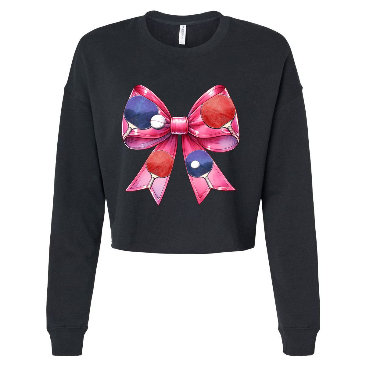 Coquette Bow Table Tennis Ping Pong Mothers Day Ribbon Mom Gift Cropped Pullover Crew