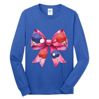 Coquette Bow Table Tennis Ping Pong Mothers Day Ribbon Mom Gift Tall Long Sleeve T-Shirt