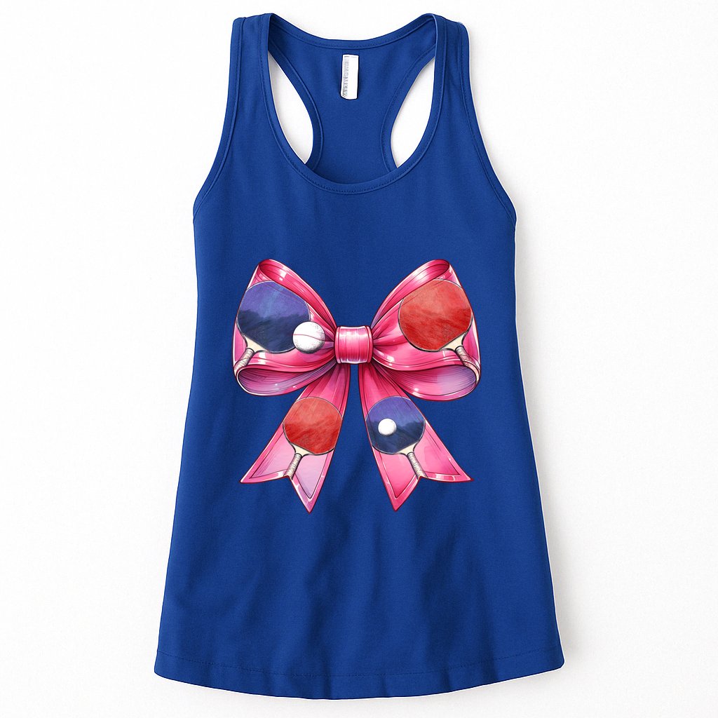 Coquette Bow Table Tennis Ping Pong Mothers Day Ribbon Mom Gift Womens Tank Top