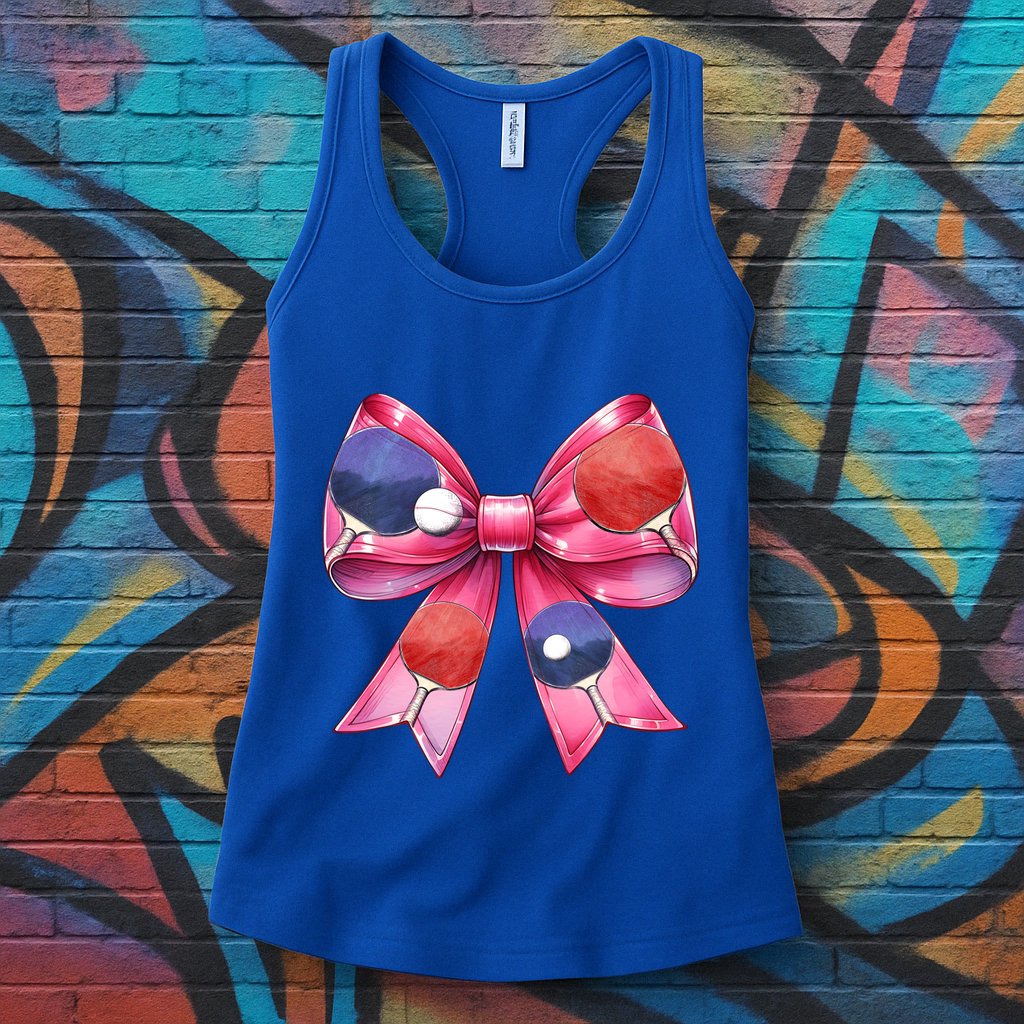 Coquette Bow Table Tennis Ping Pong Mothers Day Ribbon Mom Gift Womens Tank Top