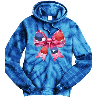Coquette Bow Table Tennis Ping Pong Mothers Day Ribbon Mom Gift Tie Dye Hoodie