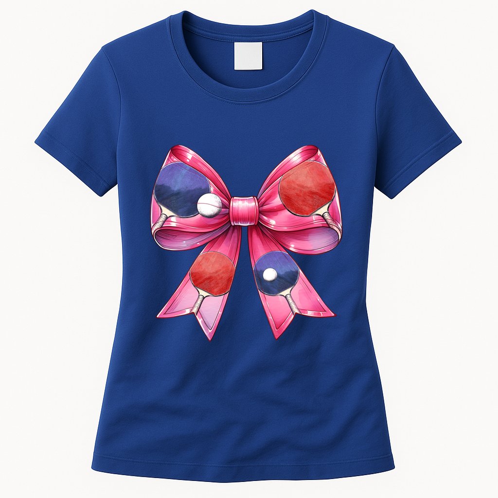 Coquette Bow Table Tennis Ping Pong Mothers Day Ribbon Mom Gift Womens T-Shirt