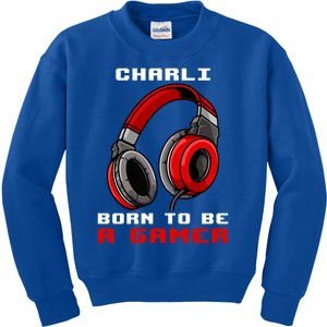 Charli Born To Be A Gamer Personalized Gift Kids Sweatshirt