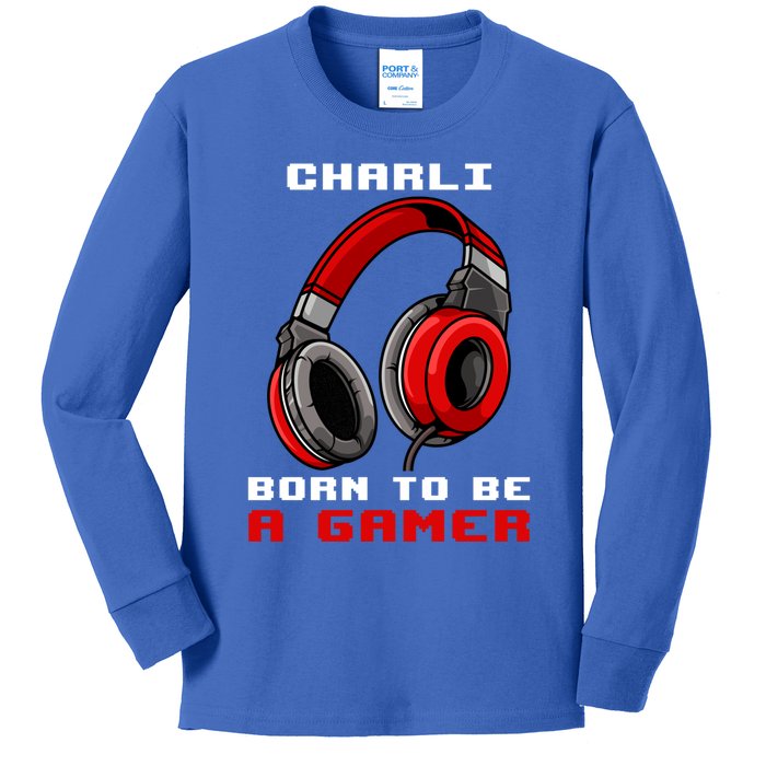 Charli Born To Be A Gamer Personalized Gift Kids Long Sleeve Shirt