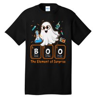 Chemistry Boo The Element Of Surprise Funny Periodic Table Gift Tall T-Shirt