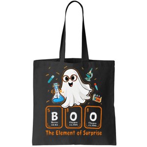 Chemistry Boo The Element Of Surprise Funny Periodic Table Gift Tote Bag