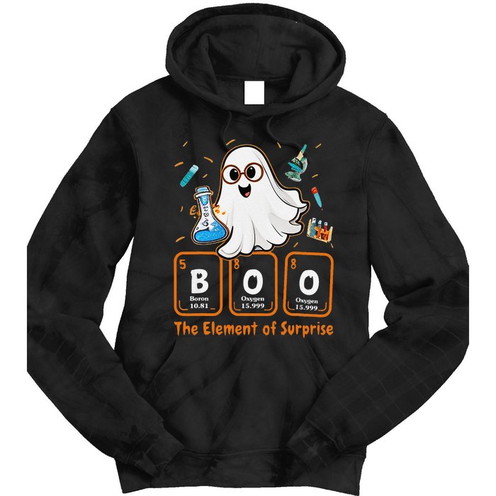 Chemistry Boo The Element Of Surprise Funny Periodic Table Gift Tie Dye Hoodie