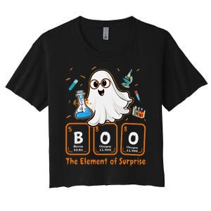 Chemistry Boo The Element Of Surprise Funny Periodic Table Gift Women's Crop Top Tee