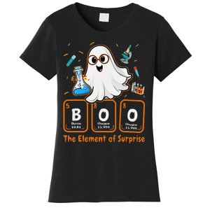 Chemistry Boo The Element Of Surprise Funny Periodic Table Gift Women's T-Shirt