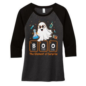 Chemistry Boo The Element Of Surprise Funny Periodic Table Gift Women's Tri-Blend 3/4-Sleeve Raglan Shirt