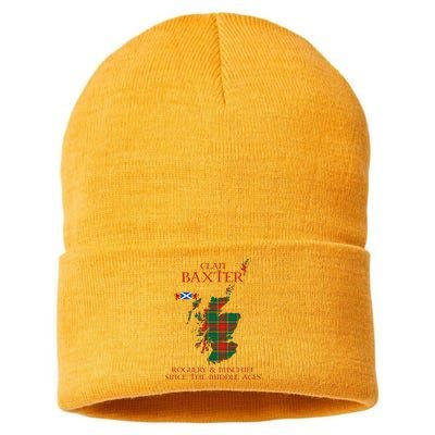 Clan Baxter Tartan Scotland Maps Saltire Lion Rampant Sustainable Knit Beanie