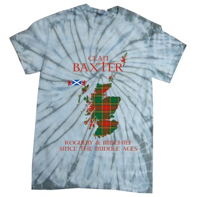 Clan Baxter Tartan Scotland Maps Saltire Lion Rampant Tie-Dye T-Shirt