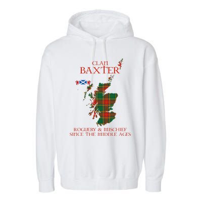 Clan Baxter Tartan Scotland Maps Saltire Lion Rampant Garment-Dyed Fleece Hoodie