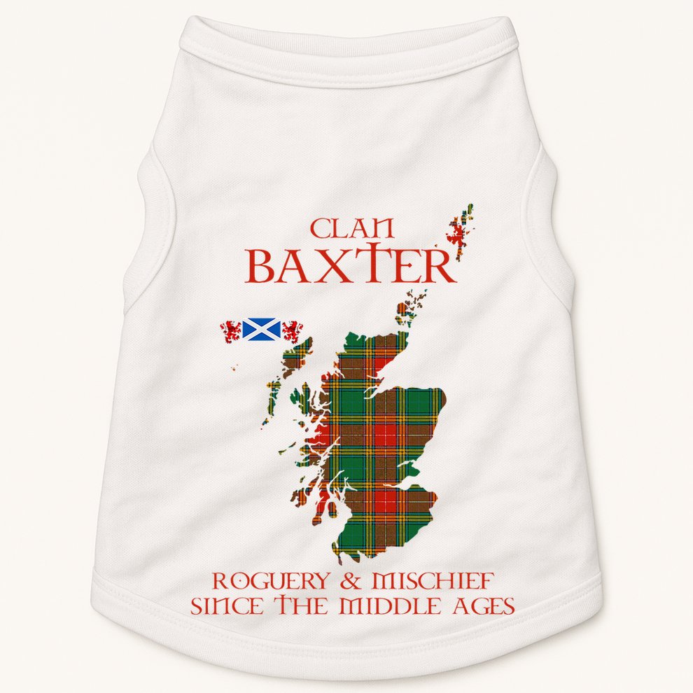Clan Baxter Tartan Scotland Maps Saltire Lion Rampant Doggie Tank