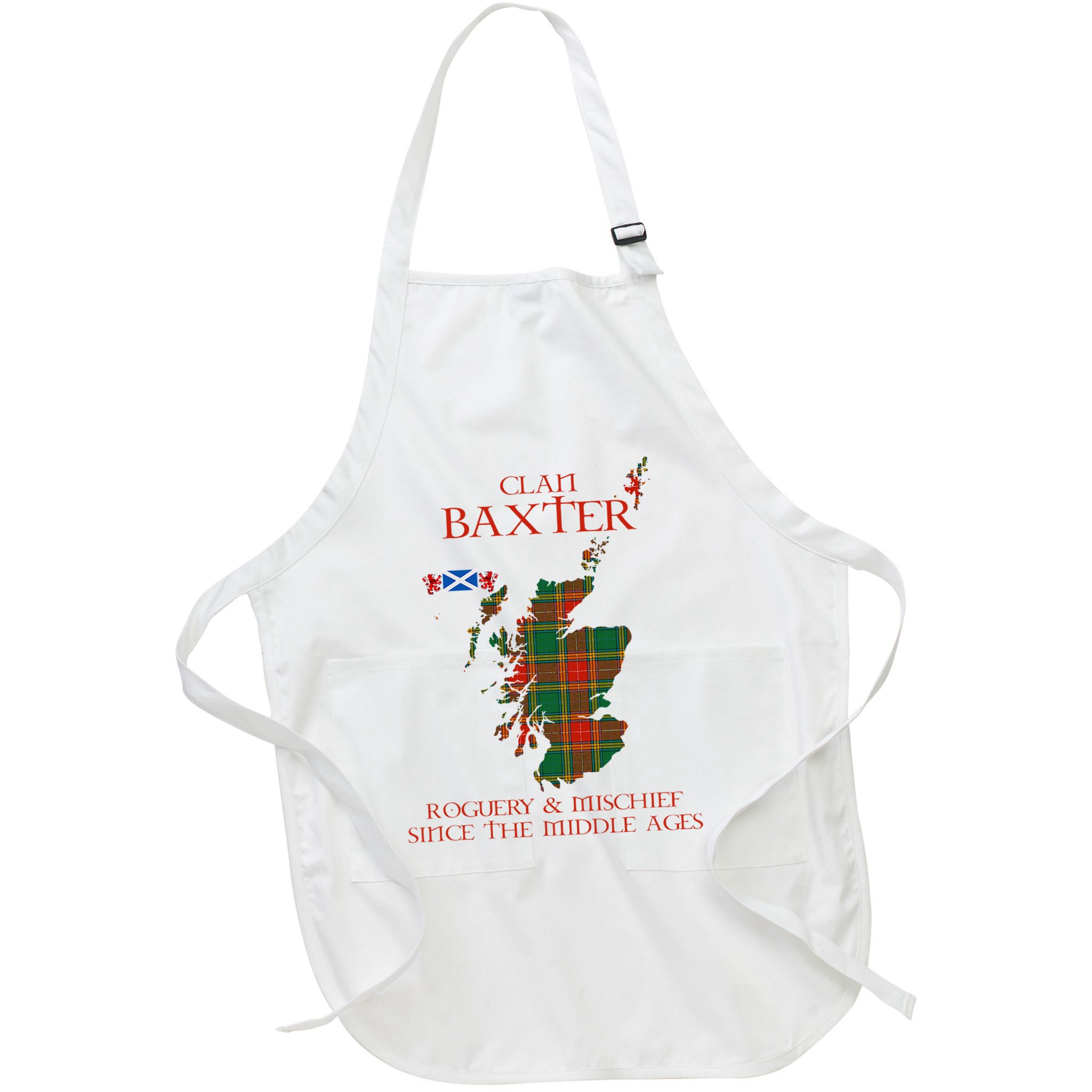 Clan Baxter Tartan Scotland Maps Saltire Lion Rampant Apron