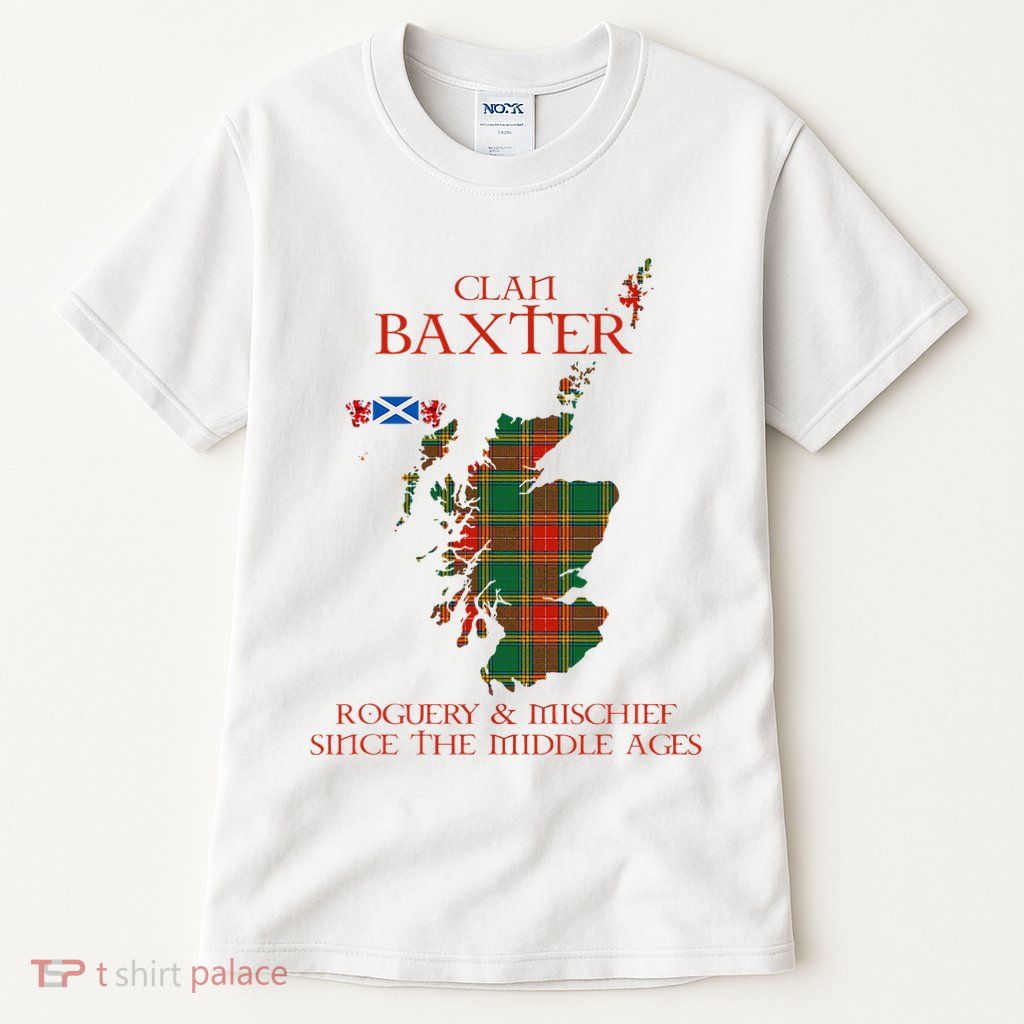Clan Baxter Tartan Scotland Maps Saltire Lion Rampant Tall T-Shirt