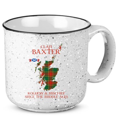 Clan Baxter Tartan Scotland Maps Saltire Lion Rampant 15oz Campfire Ceramic Mug