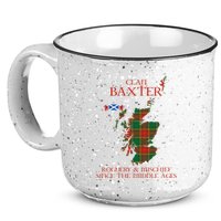 Clan Baxter Tartan Scotland Maps Saltire Lion Rampant 15oz Campfire Ceramic Mug