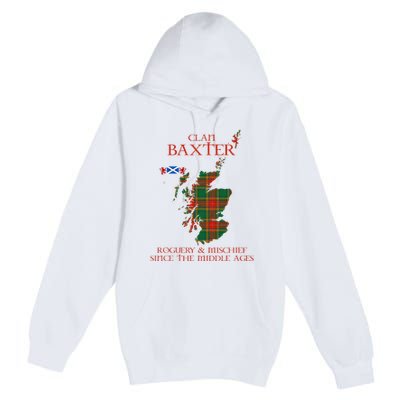 Clan Baxter Tartan Scotland Maps Saltire Lion Rampant Premium Pullover Hoodie