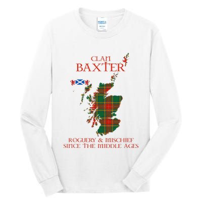 Clan Baxter Tartan Scotland Maps Saltire Lion Rampant Tall Long Sleeve T-Shirt