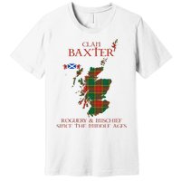 Clan Baxter Tartan Scotland Maps Saltire Lion Rampant Premium T-Shirt