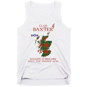 Clan Baxter Tartan Scotland Maps Saltire Lion Rampant Tank Top