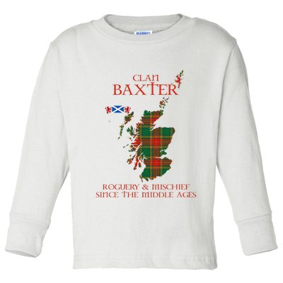 Clan Baxter Tartan Scotland Maps Saltire Lion Rampant Toddler Long Sleeve Shirt