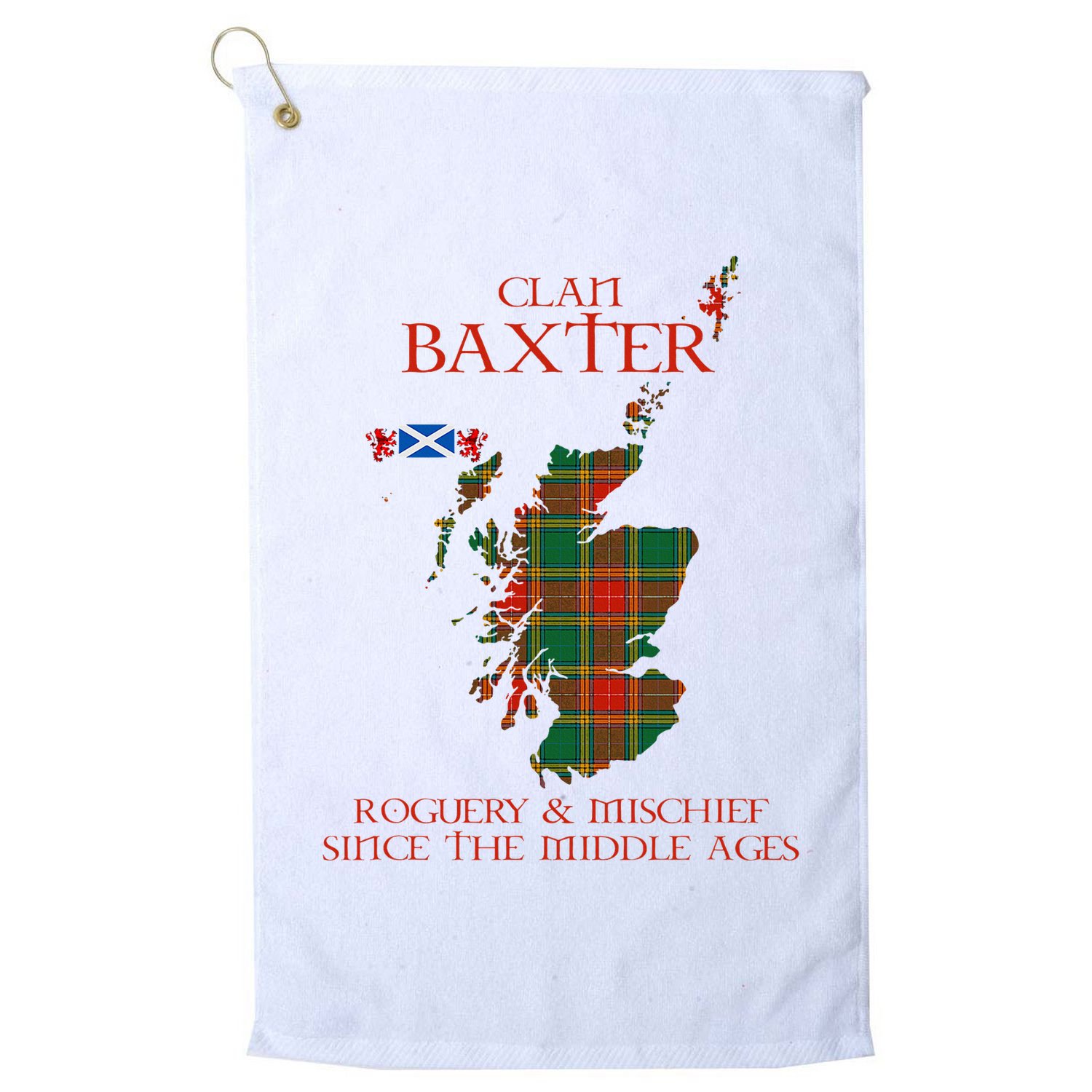 Clan Baxter Tartan Scotland Maps Saltire Lion Rampant Golf Towel