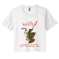 Clan Baxter Tartan Scotland Maps Saltire Lion Rampant Women's Crop Top Tee